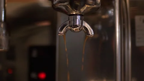 Expresso Machine Hot Coffee Poured In Cup Video stock 218515569