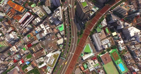 Expressway And Rail Lines Slicing A Tokyo Street Grid Video stock 66479230