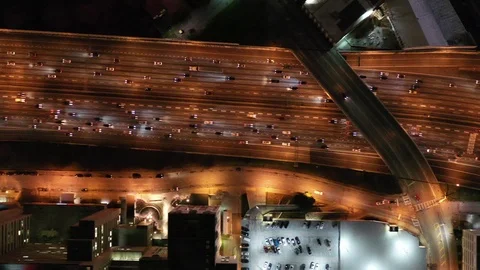 Expressway headlights streaming past downtown Atlanta, Georgia Stock-Footage 104634132