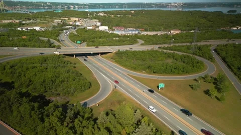 Expressway, Motorway and Intersection Highway Traffic at Sunset Video stock 245594314