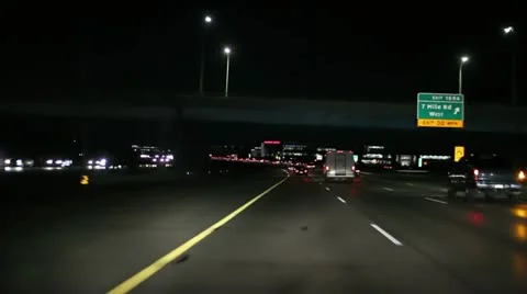 Expressway night drive from car view - time lapsed Stock Footage 20472173
