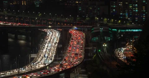 Expressway at night Stock Footage 83299646