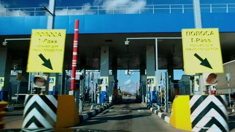 Expressway toll booth, automatic toll booth on toll road. Stock Footage 231421897