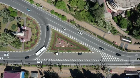 Expressway top view, Circle Road traffic an important infrastructure in Sochi Vidéo 146837501