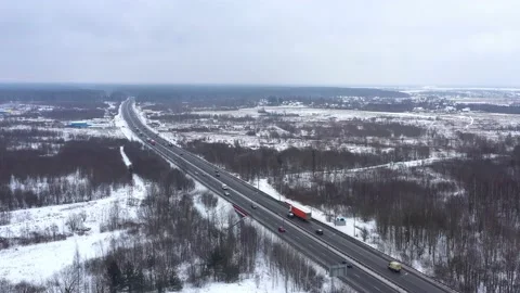 Expressway. Winter. Aerial 動画素材 146353972