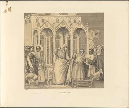 The Expulsion from the Temple, plate 26. Giotto, 1266?-1337. Ruskin, John,... Stock Photos