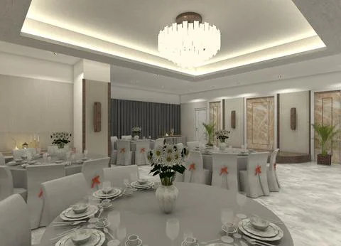 Exquisite 3D restaurant dining interior Stock Illustration