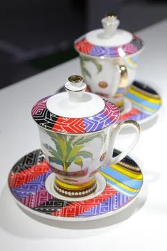 Exquisite ceramic tea set in a shop, China Stock Photos