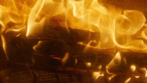An Exquisite CloseUp of a Beautifully Burning Fire in Slow Motion Stock Footage 283988907