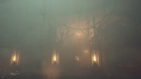 Exquisite gothic cathedral illuminated candles Stock Footage 276408852