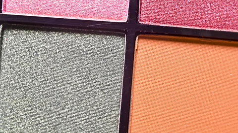 Exquisite Macro Close-Up of Rotating Eye Shadow Palette Stock Footage 256160480