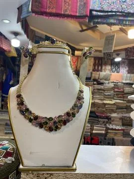 Exquisite Multi-Colored Imitation Stone Statement Jewelry Set Stock Photos