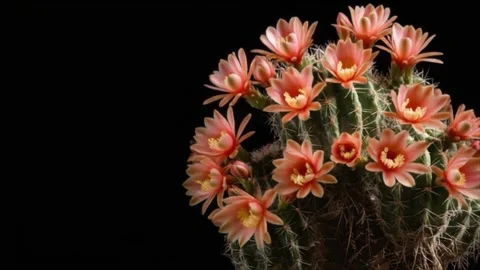 Exquisite Pink Cactus Flowers Emerging to Form Vibrant Cluster Time-lapse Video stock 312816297