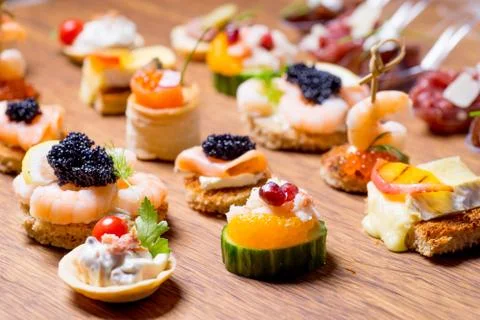 Exquisite selection of luxury appetizer Stock Photos