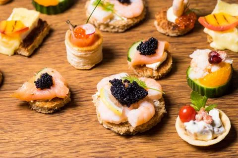 Exquisite selection of luxury appetizer Stock Photos