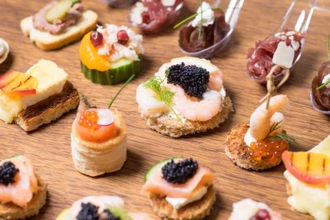 Exquisite selection of luxury appetizer Stock Photos