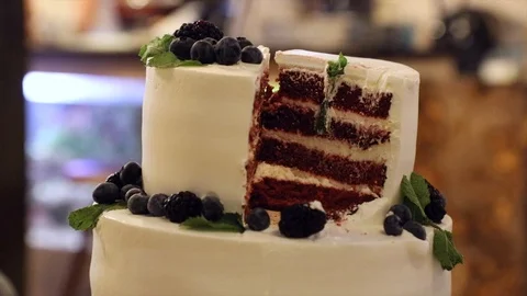 Exquisite wedding cake Stock Footage 99336559