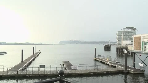 EXT Day Cardiff Bay - view towards Penarth Head Stock Footage 170003498