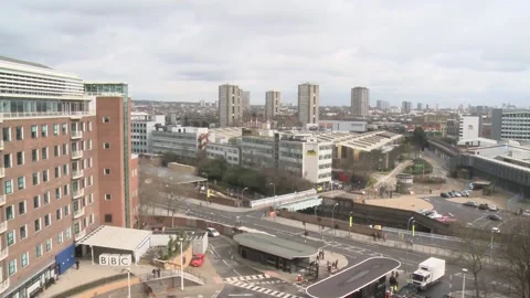 Ext Day London - view from BBC TV Centre exterior - 1 Stock Footage 170006653