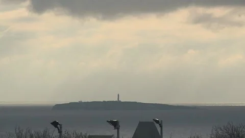 Ext Day Penarth - clouds pass over Flat Holm - timelapse Stock Footage 170003528