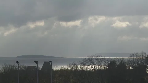 Ext Day Penarth - Flat Holm and Steep Holm islands 01 Stock Footage 330410171