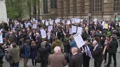 Ext Day Westminster - Protestors outside Parliament 3 Stock Footage 170558330