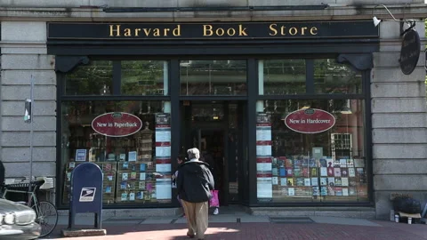 EXT HARVARD BOOKSTORE Video stock 182953345