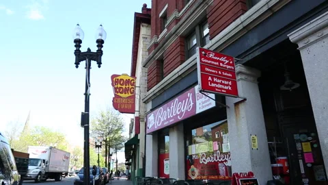 EXT HARVARD RESTAURANTS Stock Footage 182948285