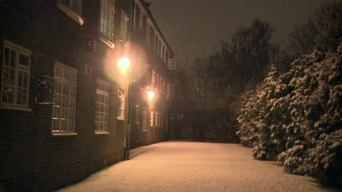 Ext Night Snow - slow pan wide Stock Footage 169998594