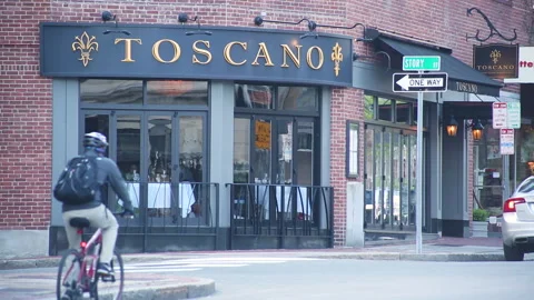 EXT TOSCANO RESTAURANT Stock Footage 182950544