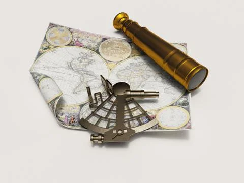 Extant and telescope of map Stock Illustration