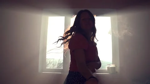 Extatic dance against sun rays Stock Footage 170193553