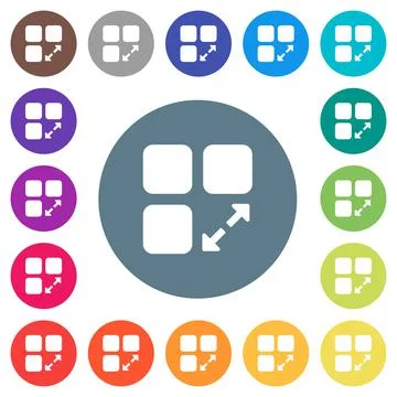 Extend component flat white icons on round color backgrounds Stock Illustration
