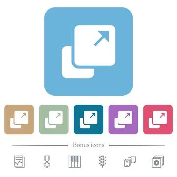 Extend element flat icons on color rounded square backgrounds Illustrazione stock