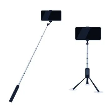 Extendable smartphone selfie stick and mini tripod stand vector illustration Stock Illustration