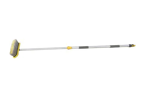 Extendable water fed cleaning brush with ergonomic foam grip handle 스톡 사진