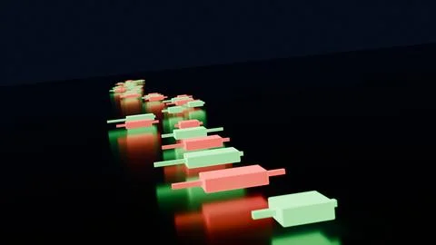 Extended array of red and green stock candles on black background 스톡 일러스트