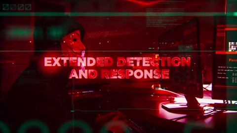 Extended Detection and Response Word on Hacker concept technology futuristic Stock Footage 343552931