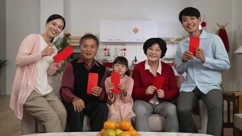 Extended family looking at camera Video stock 167330290