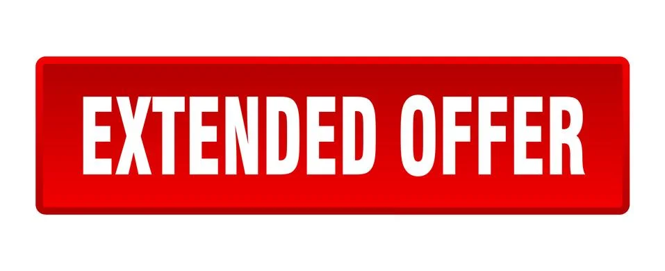 Extended offer button. extended offer square red push button Stock Illustration