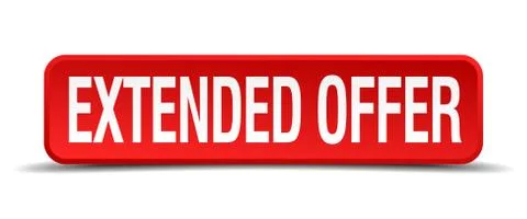 Extended offer red 3d square button isolated on white background Stock Illustration