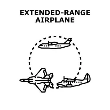 Extended range airplane operating flying across sky イラスト素材