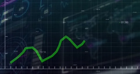 Extending green polyline chart tracing across control screen after data update, Stock Footage 330547098