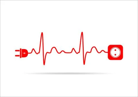 Extension cord in the form of heartbeat. Vector illustration. Stock Illustration