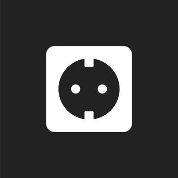 Extension cord vector icon. Electric power socket flat illustration on black  Illustrazione stock