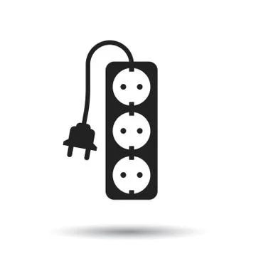 Extension cord vector icon. Electric power socket flat illustration on white  Stock Illustration