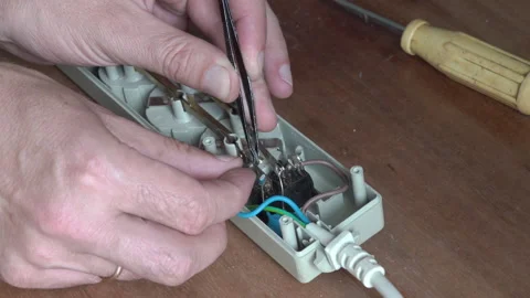 Extension cord wire replacement Video stock 327317428