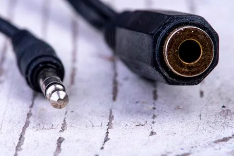 Extension for the headphone cable with chinch Foto stock