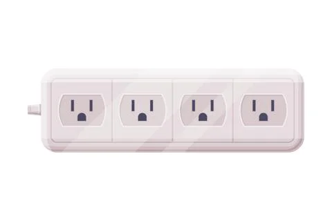 Extension Socket with Power Cord as Electric Current Equipment with Port Stock Illustration