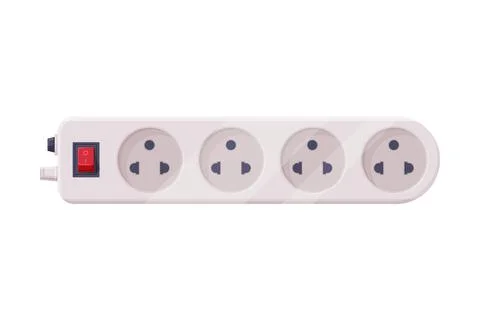 Extension Socket with Power Cord as Electric Current Equipment with Port Stock Illustration